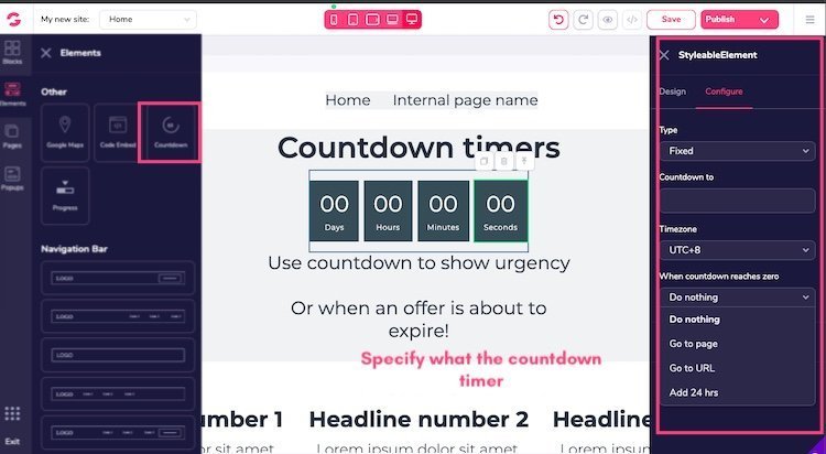 Groovepages - countdown timers