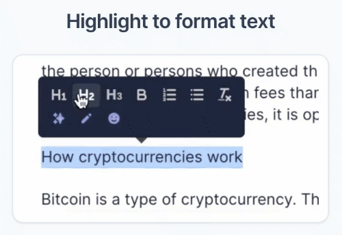 highlight to format text conversion ai