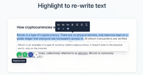 highlight to re-write words in conversion ai